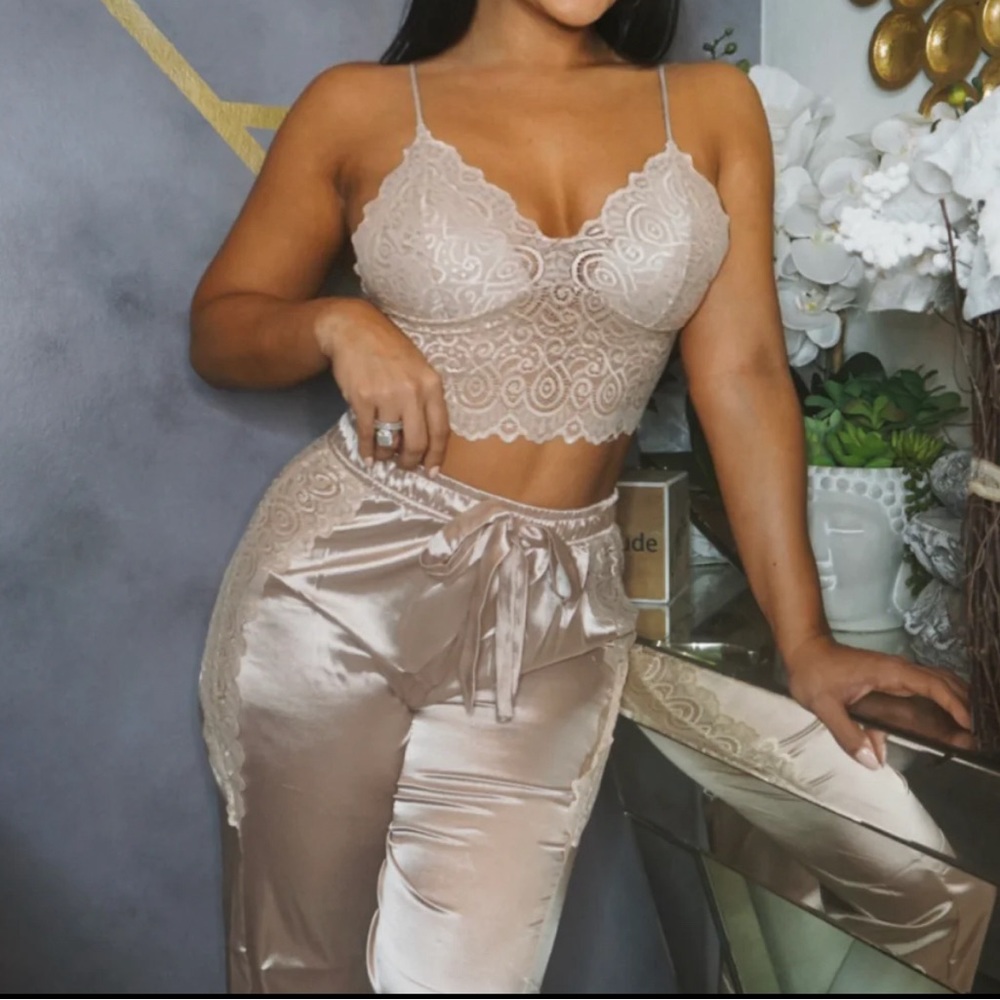 Silky Pijama Set | Champagne Color | Small